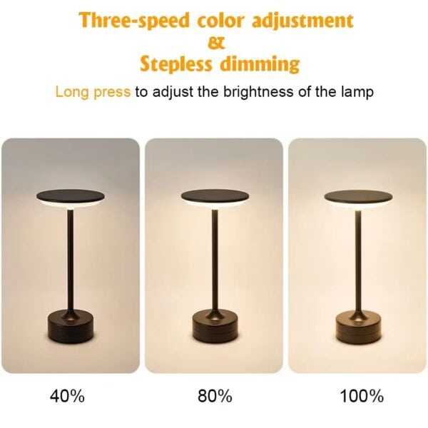 LED Touch Sensor Table Lamp | Rechargeable Wireless Night Light with 3 Color Modes