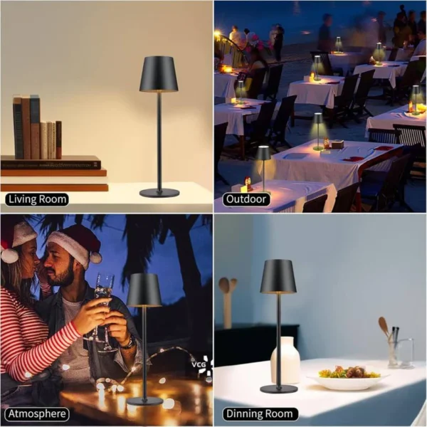 Metal Cordless Rechargeable LED Table Lamp | Touch Sensor Dimmable Night Light