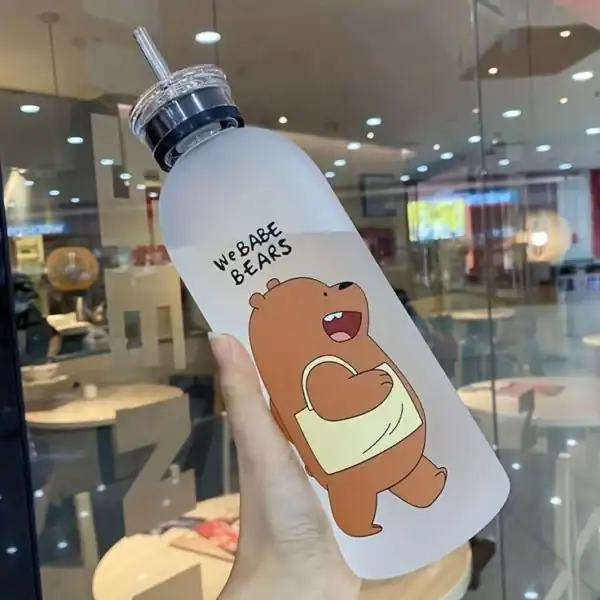 we bare bears water bottle cute cartoon kids bottle leakproof