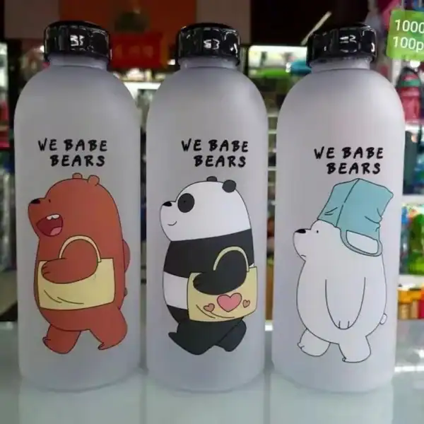 We Bare Bears Water Bottle | Cute Cartoon Reusable Leakproof Bottle