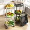 3 Tier Foldable Kitchen Trolley – Multipurpose Storage Rack with Wheels