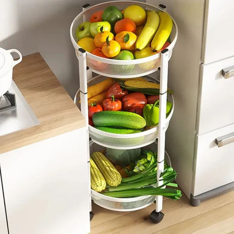 3 Tier Foldable Kitchen Trolley – Multipurpose Storage Rack with Wheels