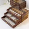 3 Layer Wooden Jewelry Organizer Box – Multi Compartment Vintage Jewelry Storage Case