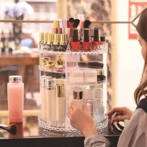360° Rotating Makeup Organizer | Large Capacity Vanity Cosmetic Storage Stand