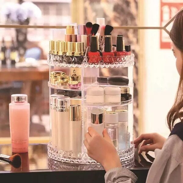 360° Rotating Makeup Organizer | Large Capacity Vanity Cosmetic Storage Stand