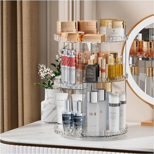 360° Rotating Makeup Organizer | Large Capacity Vanity Cosmetic Storage Stand