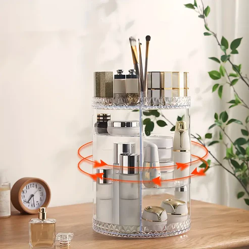 360° Rotating Makeup Organizer | Large Capacity Vanity Cosmetic Storage Stand