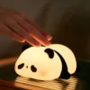cute panda desk lamp LED rechargeable silicone night light for kids bedroom