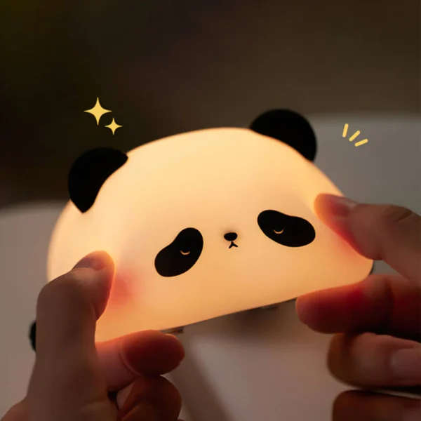 Cute Panda Desk Lamp LED Rechargeable Silicone Night Light for Kids Bedroom