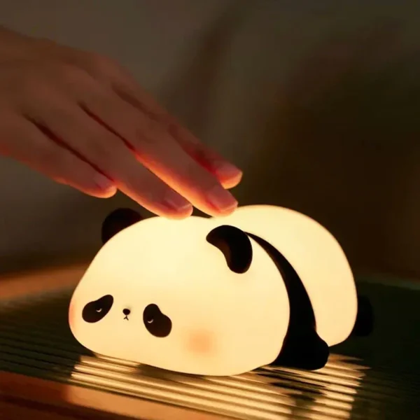 cute panda desk lamp LED rechargeable silicone night light for kids bedroom