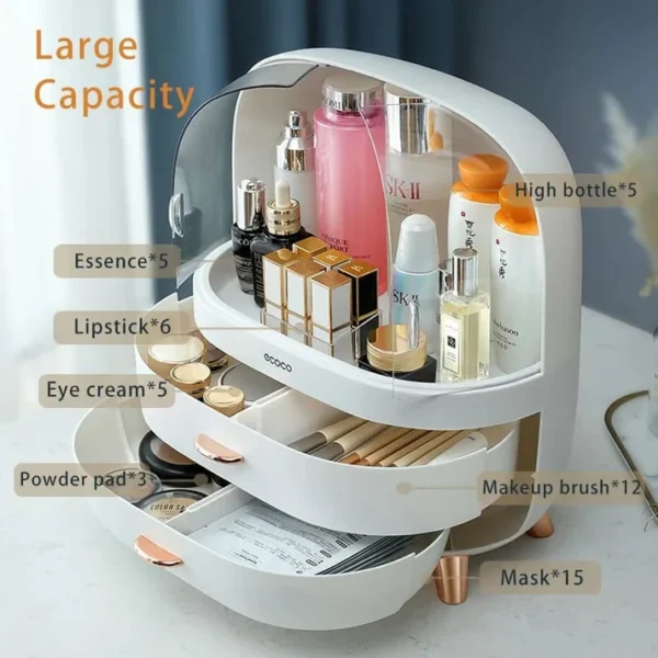 Ecoco Multi-Compartments Cosmetic Organizer – Large Makeup Storage Box with Drawers