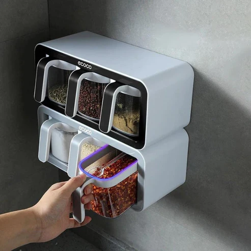 Ecoco Wall Mounted Spice Box – Premium Kitchen Seasoning Organizer