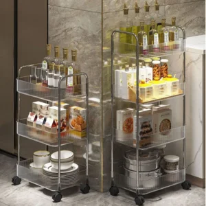 Multi Layers Storage Rack Trolley | 3-4 Tier Rolling Cart for Kitchen & Home Organizer