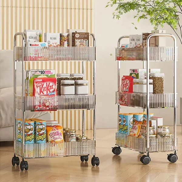 Multi Layers Storage Rack Trolley | 3-4 Tier Rolling Cart for Kitchen & Home Organizer