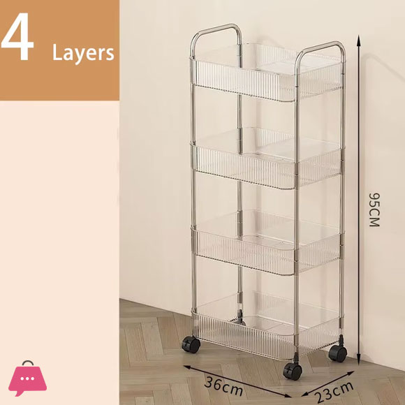 Multi Layers Storage Rack Trolley | 3-4 Tier Rolling Cart for Kitchen & Home Organizer