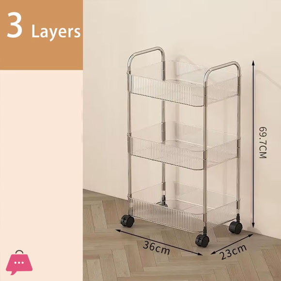 Multi Layers Storage Rack Trolley | 3-4 Tier Rolling Cart for Kitchen & Home Organizer