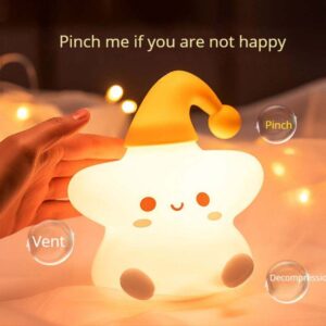 USB rechargeable silicone star night light with touch control and color changing LED