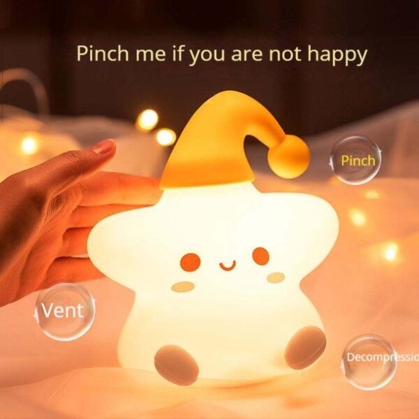 USB rechargeable silicone star night light with touch control and color changing LED