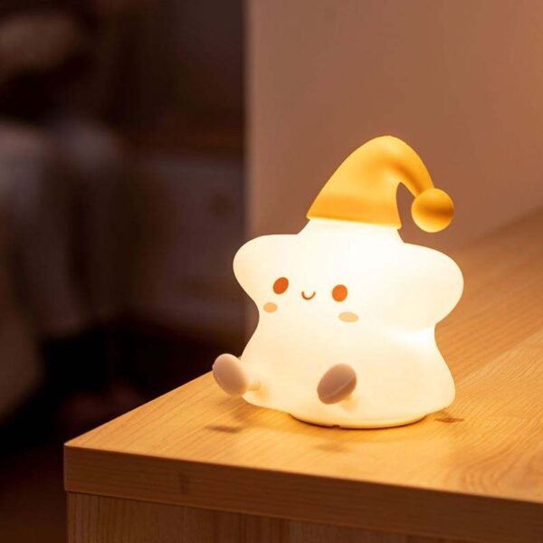 Silicone Star Night Light – USB Rechargeable Touch Control LED Lamp for Kids & Bedroom