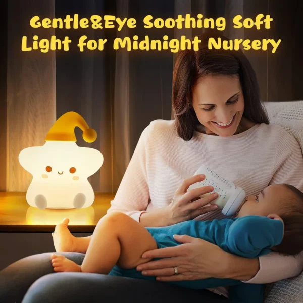 Silicone Star Night Light – USB Rechargeable Touch Control LED Lamp for Kids & Bedroom