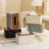 Stylish Wavy Tissue Box Cover with Wooden Lid – Modern Decorative Napkin Holder