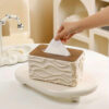 Stylish Wavy Tissue Box Cover with Wooden Lid – Modern Decorative Napkin Holder